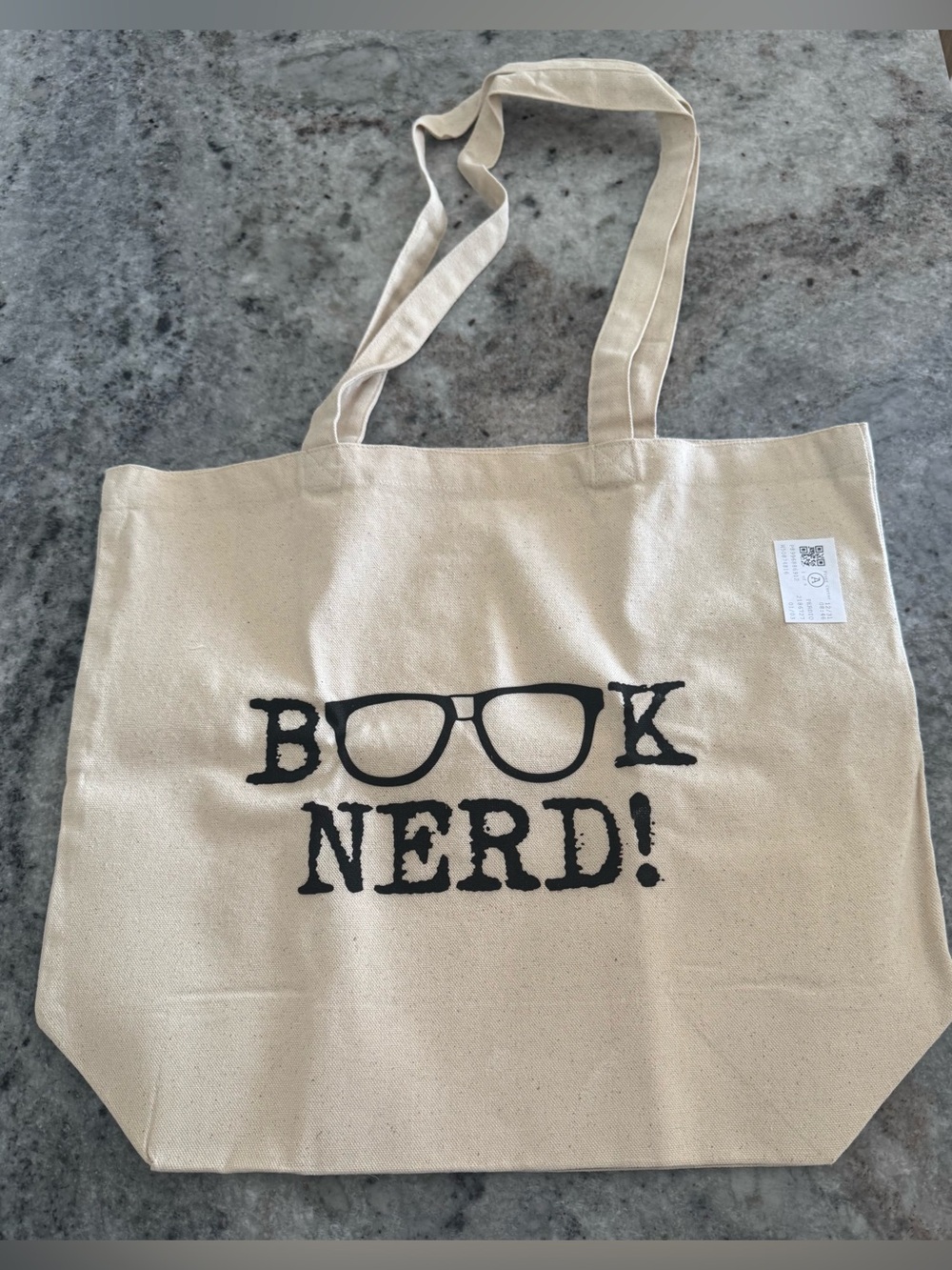 Large Canvas Book Tote- “Book Nerd”. NWT